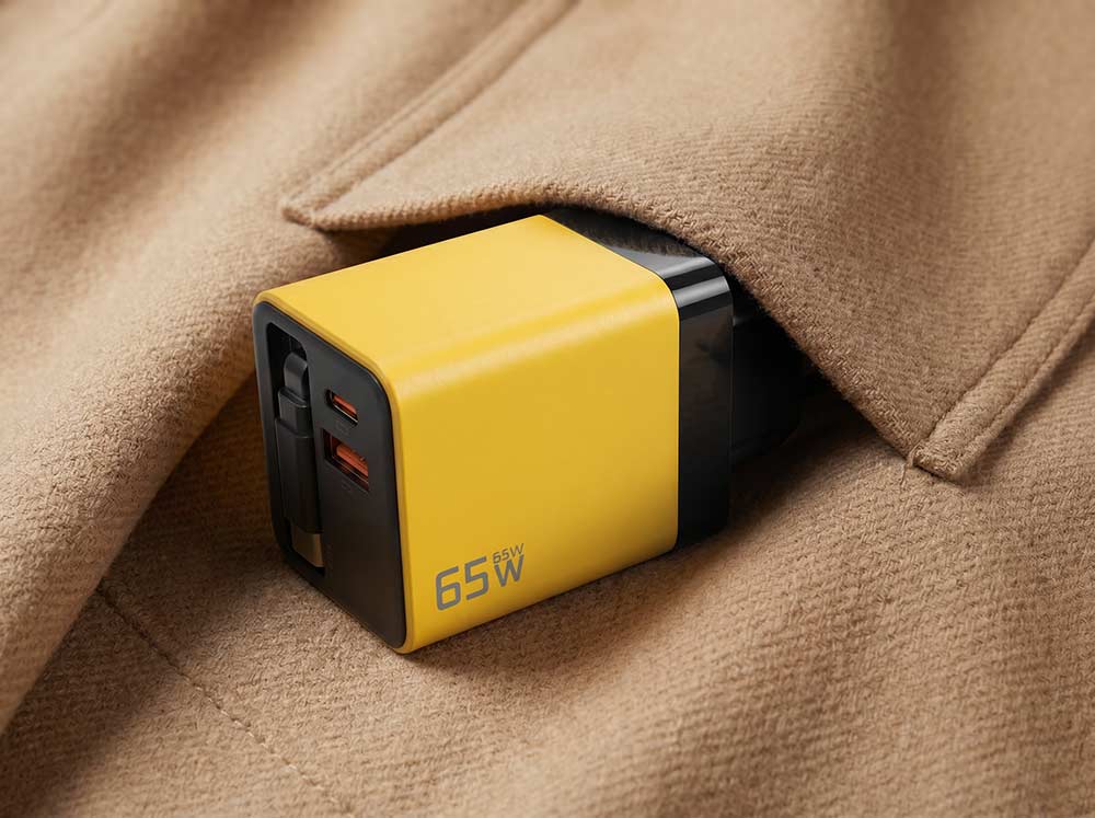 65W All-in-One Fast Charger with Built-In Retractable USB-C Cable