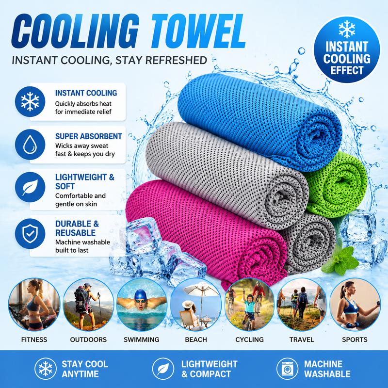 ☀️Cooling Towel -👍Yoyoio™ Cold Sweat Towel You Can Use Anywhere, Anytime! Reusable Soft Absorbent Cooling Portable